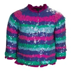 Little Marc Jacobs Multicolor Sequin Embellished Striped Jacket 6 Yrs For Kids