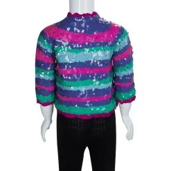 Little Marc Jacobs Multicolor Sequin Embellished Striped Jacket 6 Yrs For Kids -Cheap Marc Jacobs Store luxury kids marc jacobs new girls clothing p63968 0003