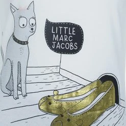 Little Marc Jacobs White Jersey Printed Long Sleeve T-Shirt 10 Yrs For Kids -Cheap Marc Jacobs Store luxury kids marc jacobs used girls clothing p66877 004