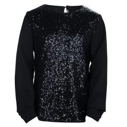 Little Marc Jacobs Black Sequin Embellished Long Sleeve Top 12 Yrs For Kids