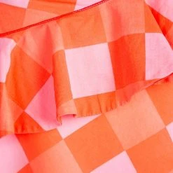 Little Marc Jacobs Neon Orange Checkered One Shoulder Dress 10 Yrs For Kids -Cheap Marc Jacobs Store luxury kids marc jacobs used girls clothing p93821 0004