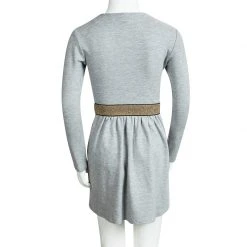 Little Marc Jacobs Grey Knit Long Sleeve Dress 8 Yrs For Kids -Cheap Marc Jacobs Store luxury kids marc jacobs used girls clothing p97158 003