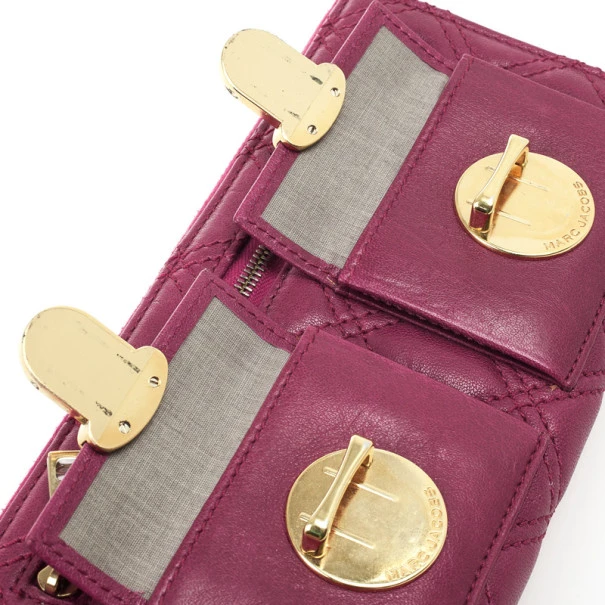 Marc Jacobs Fuchsia Quilted Leather Double Pocket Zip Wallet For Men 6 Marc Jacobs Fuchsia Quilted Leather Double Pocket Zip Wallet For Men - Image 6