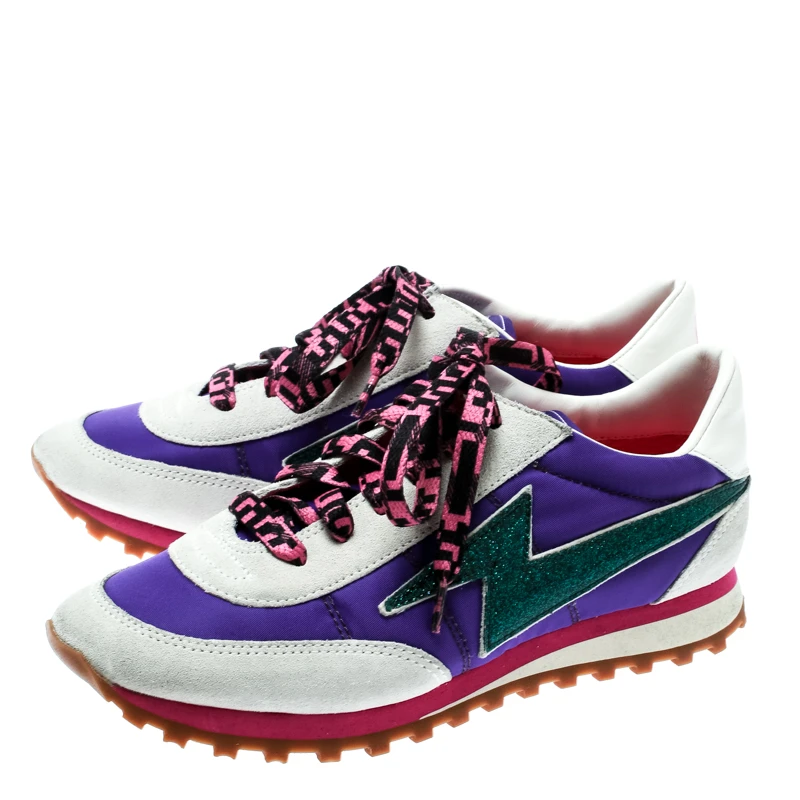 Marc Jacobs Multicolor Fabric And Suede Lightning Bolt Platform Sneakers Size 36 For Women 4 Marc Jacobs Multicolor Fabric And Suede Lightning Bolt Platform Sneakers Size 36 For Women - Image 4