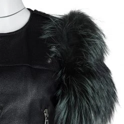 Marc Jacobs Black Goat Leather Fox Fur Trim Embellished Moto Jacket S For Women -Cheap Marc Jacobs Store luxury women marc jacobs new clothes p120977 0004