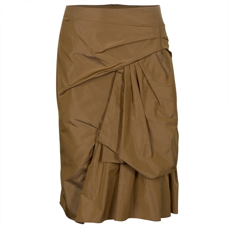 Marc Jacobs Tan Gathered Silk Skirt S For Women 1 Marc Jacobs Tan Gathered Silk Skirt S For Women