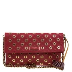 Marc Jacobs Red Leather Eyelets Sandy Shoulder Bag For Women