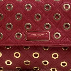 Marc Jacobs Red Leather Eyelets Sandy Shoulder Bag For Women -Cheap Marc Jacobs Store luxury women marc jacobs new handbags p101562 005