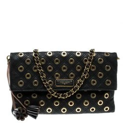 Marc Jacobs Black Leather Eyelets Sandy Shoulder Bag For Women