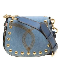 Marc Jacobs Blue Denim Small Studded Nomad Crossbody Bag For Women