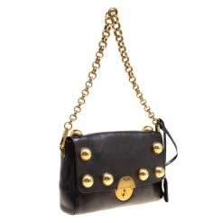 Marc Jacobs Black Leather Small Studded Gotham Shoulder Bag For Women -Cheap Marc Jacobs Store luxury women marc jacobs new handbags p165328 007