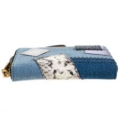 Marc Jacobs Blue Denim Patchwork Zip Around Wallet For Women -Cheap Marc Jacobs Store luxury women marc jacobs new handbags p272421 005