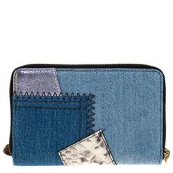 Marc Jacobs Blue Denim Patchwork Zip Around Wallet For Women -Cheap Marc Jacobs Store luxury women marc jacobs new handbags p272421 006