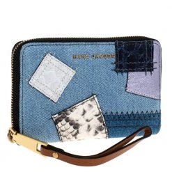 Marc Jacobs Blue Denim Patchwork Zip Around Wallet For Women -Cheap Marc Jacobs Store luxury women marc jacobs new handbags p272421 007
