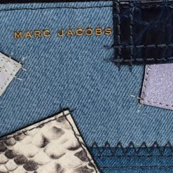 Marc Jacobs Blue Denim Patchwork Zip Around Wallet For Women -Cheap Marc Jacobs Store luxury women marc jacobs new handbags p272421 008