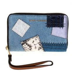 Marc Jacobs Blue Denim Patchwork Zip Around Wallet For Women