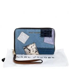 Marc Jacobs Blue Denim Patchwork Zip Around Wallet For Women -Cheap Marc Jacobs Store luxury women marc jacobs new handbags p272421 010