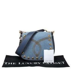 Marc Jacobs Blue Denim And Leather Small Studded Nomad Crossbody Bag For Women -Cheap Marc Jacobs Store luxury women marc jacobs new handbags p272930 010