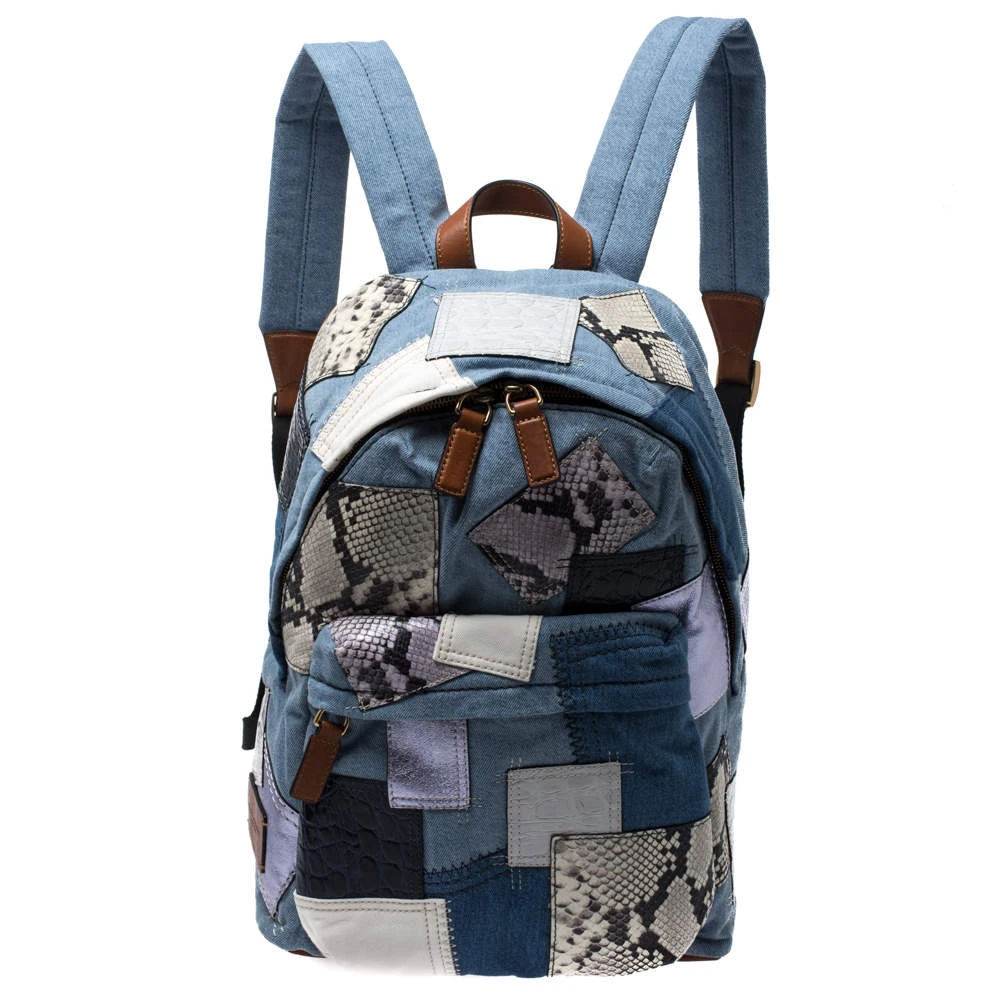 Marc Jacobs Multicolor Denim Patchwork Biker Backpack For Women 1 Marc Jacobs Multicolor Denim Patchwork Biker Backpack For Women