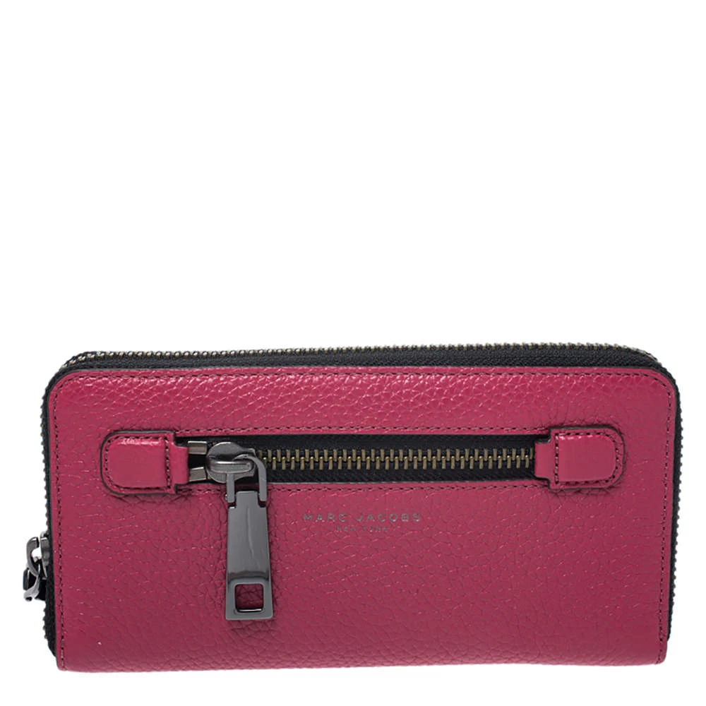 Marc Jacobs Raspberry Pink Leather Gotham Zip Around Wallet For Women 1 Marc Jacobs Raspberry Pink Leather Gotham Zip Around Wallet For Women