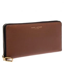 Marc Jacobs Caramel Brown Leather Zip Around Wallet For Women -Cheap Marc Jacobs Store luxury women marc jacobs new handbags p273070 005