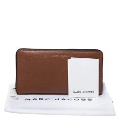 Marc Jacobs Caramel Brown Leather Zip Around Wallet For Women -Cheap Marc Jacobs Store luxury women marc jacobs new handbags p273070 009