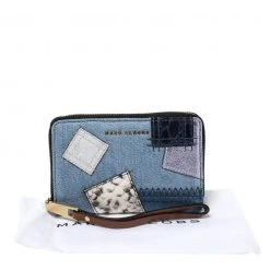 Marc Jacobs Blue Denim Patchwork Wristlet Zip Around Wallet For Women -Cheap Marc Jacobs Store luxury women marc jacobs new handbags p273088 001