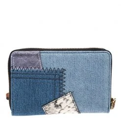 Marc Jacobs Blue Denim Patchwork Wristlet Zip Around Wallet For Women -Cheap Marc Jacobs Store luxury women marc jacobs new handbags p273088 007