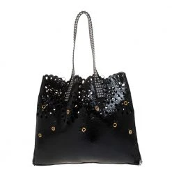 Marc Jacobs Black Laser Cut Leather Embellished Wingman Tote For Women -Cheap Marc Jacobs Store luxury women marc jacobs new handbags p279926 005