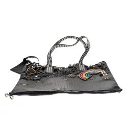 Marc Jacobs Black Laser Cut Leather Embellished Wingman Tote For Women -Cheap Marc Jacobs Store luxury women marc jacobs new handbags p279926 008