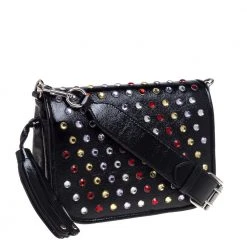Marc Jacobs Black Patent Leather Jewel Embellished Courier Crossbody Bag For Women -Cheap Marc Jacobs Store luxury women marc jacobs new handbags p393129 004
