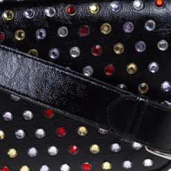 Marc Jacobs Black Patent Leather Jewel Embellished Courier Crossbody Bag For Women -Cheap Marc Jacobs Store luxury women marc jacobs new handbags p393129 006