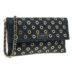 Marc Jacobs Black Leather Sandy Eyelets Shoulder Bag For Women -Cheap Marc Jacobs Store luxury women marc jacobs new handbags p40632 003