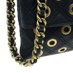 Marc Jacobs Black Leather Sandy Eyelets Shoulder Bag For Women -Cheap Marc Jacobs Store luxury women marc jacobs new handbags p40632 009