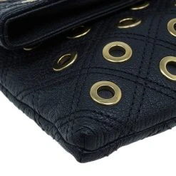 Marc Jacobs Black Leather Sandy Eyelets Shoulder Bag For Women -Cheap Marc Jacobs Store luxury women marc jacobs new handbags p40632 011