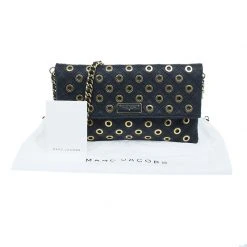 Marc Jacobs Black Leather Sandy Eyelets Shoulder Bag For Women -Cheap Marc Jacobs Store luxury women marc jacobs new handbags p40632 017