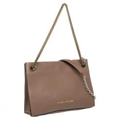 Marc Jacobs Pale Brown Leather Double Link 27 Shoulder Bag For Women -Cheap Marc Jacobs Store luxury women marc jacobs new handbags p473024 002