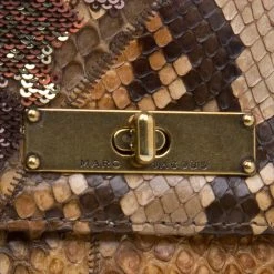 Marc Jacobs Beige Python And Sequins Mae Shoulder Bag For Women -Cheap Marc Jacobs Store luxury women marc jacobs new handbags p49911 0008