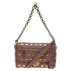 Marc Jacobs Vintage Rose Leather Small Studded Gotham Shoulder Bag For Women