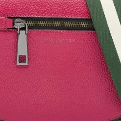 Marc Jacobs Raspberry Leather Recruit Nomad Saddle Shoulder Bag For Women -Cheap Marc Jacobs Store luxury women marc jacobs new handbags p631665 009