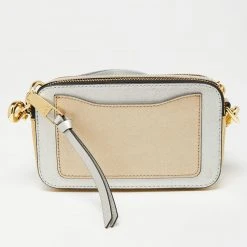 Marc Jacobs Silver/Gold Saffiano Leather Snapshot Camera Crossbody Bag For Women -Cheap Marc Jacobs Store luxury women marc jacobs new handbags p653175 004