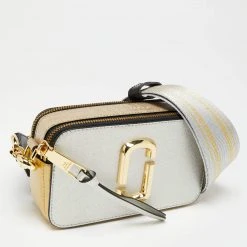 Marc Jacobs Silver/Gold Saffiano Leather Snapshot Camera Crossbody Bag For Women -Cheap Marc Jacobs Store luxury women marc jacobs new handbags p653175 007