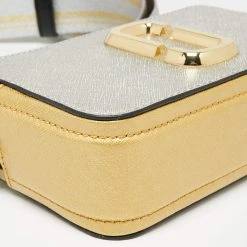 Marc Jacobs Silver/Gold Saffiano Leather Snapshot Camera Crossbody Bag For Women -Cheap Marc Jacobs Store luxury women marc jacobs new handbags p653175 009