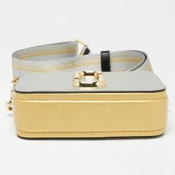 Marc Jacobs Silver/Gold Saffiano Leather Snapshot Camera Crossbody Bag For Women -Cheap Marc Jacobs Store luxury women marc jacobs new handbags p653175 010