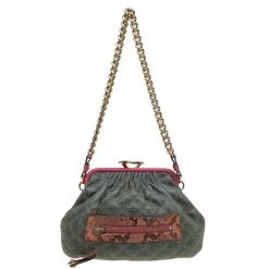 Marc Jacobs Green/Pink Quilted Snakeskin Little Stam Bag For Women