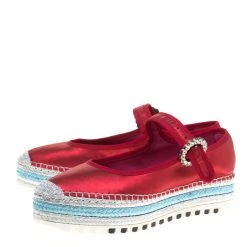 Marc Jacobs Metallic Red Leather Suzi Crystal Embellished Brooch Mary Jane Espadrille Platforms Size 38 For Women -Cheap Marc Jacobs Store luxury women marc jacobs new shoes p180472 007