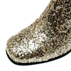 Marc Jacobs Metallic Gold Coarse Glitter Camilla Block Heel Ankle Boots Size 37 For Women -Cheap Marc Jacobs Store luxury women marc jacobs new shoes p180488 002