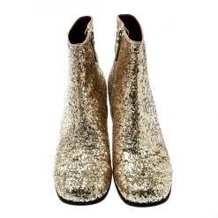 Marc Jacobs Metallic Gold Coarse Glitter Camilla Block Heel Ankle Boots Size 37 For Women -Cheap Marc Jacobs Store luxury women marc jacobs new shoes p180488 006