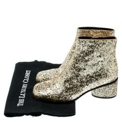 Marc Jacobs Metallic Gold Coarse Glitter Camilla Block Heel Ankle Boots Size 37 For Women -Cheap Marc Jacobs Store luxury women marc jacobs new shoes p180488 008