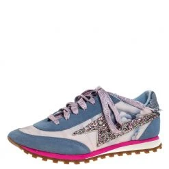 Marc Jacobs Multicolor Suede And Fabric Astor Lightning Bolt Low Top Sneakers Size 37 For Women